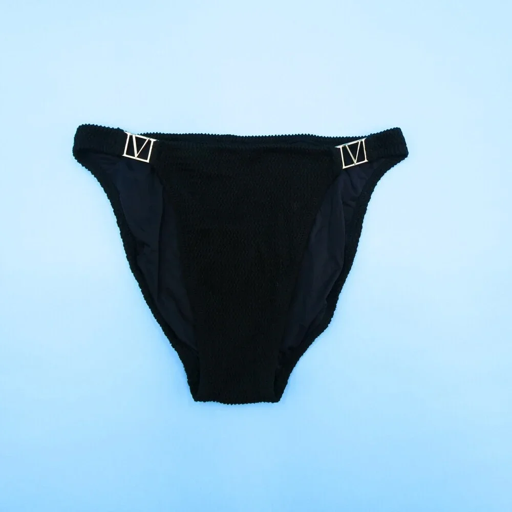 Victorias Secret The Wave‎ Black XS-M Stretch Swim Bottom Swimsuit New